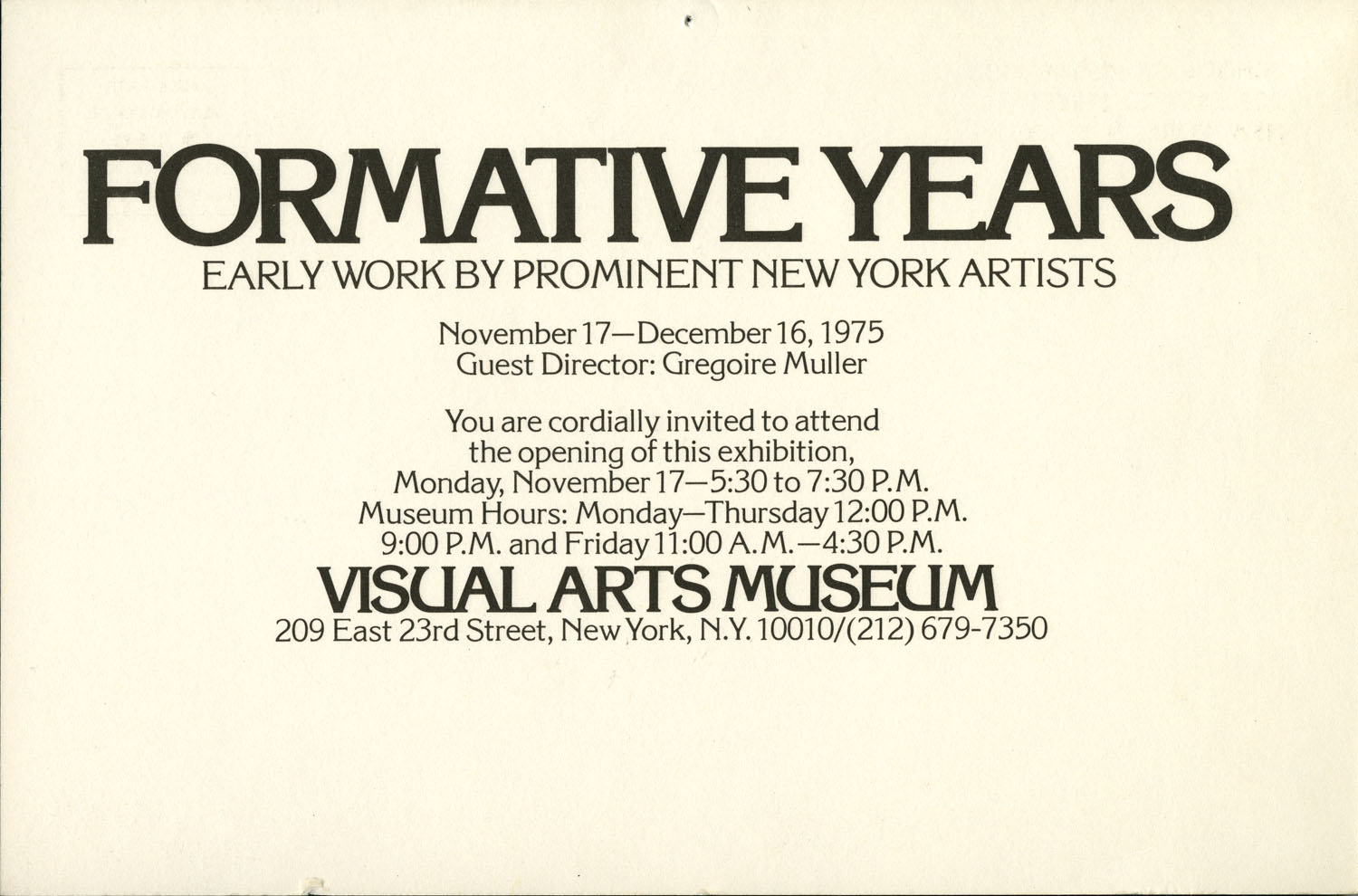 text only exhibition announcement